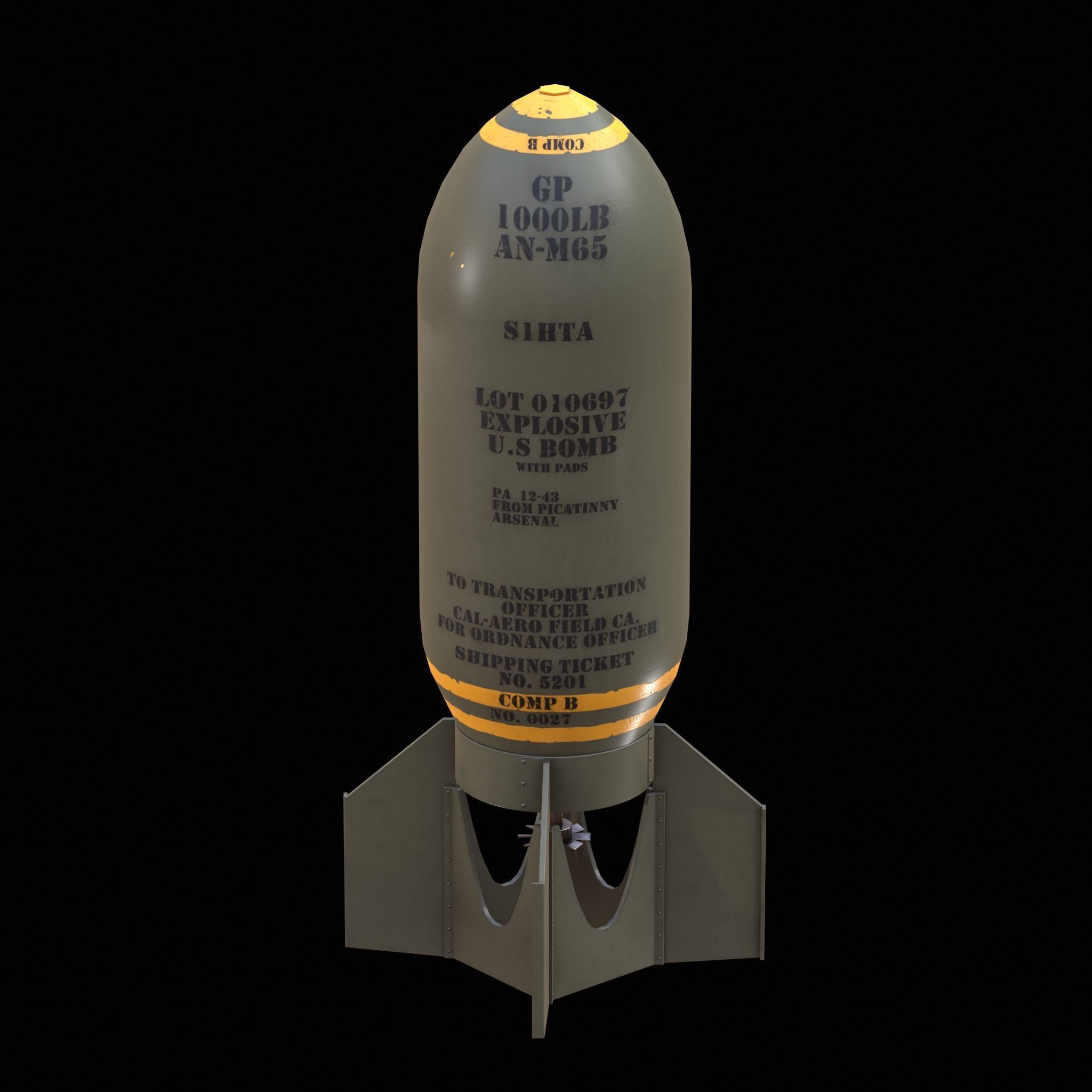 M65 Bomb Low-poly 3D model_4