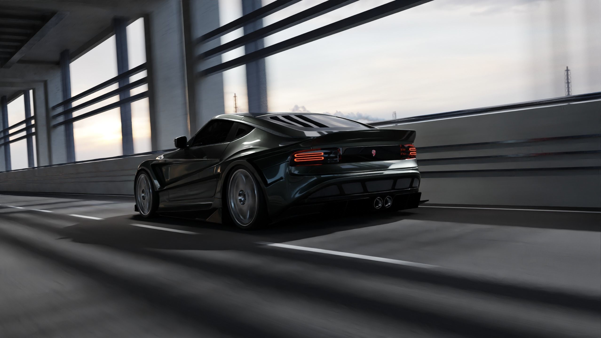 Free Car Road Scene 3D Blender File Textured And Tutorial Video Free 3D model_2