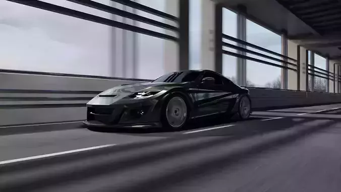 Free Car Road Scene 3D Blender File Textured And Tutorial Video Free 3D model