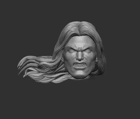 Angry Long Haired Hero - Headsculpt for Action Figures 3D print model