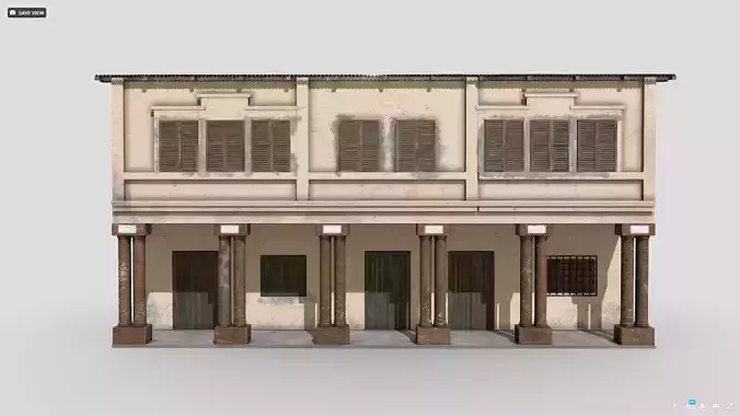 Colonial Building Low-poly 3D model