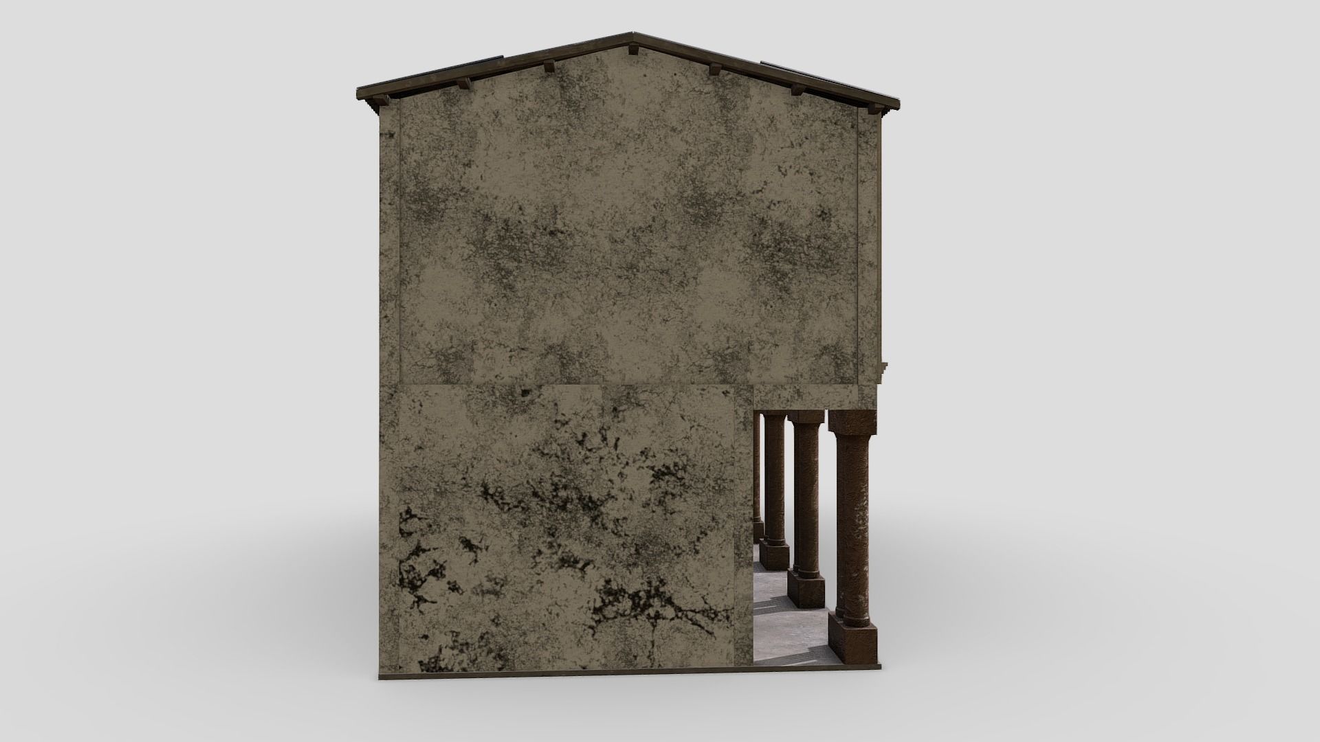 Colonial Building Low-poly 3D model_2