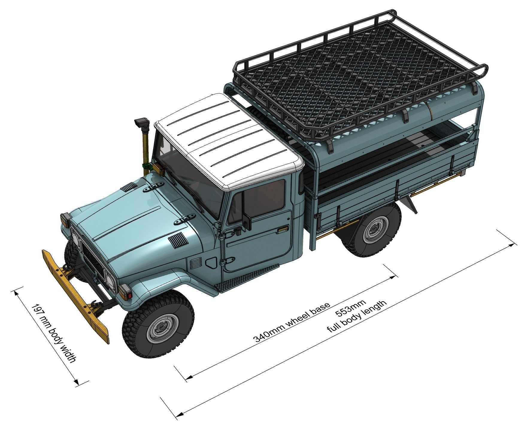 TOYOTA LAND CRUISER FJ45 PICK UP TRUCK RC BODY STL FILE  3D print model_10