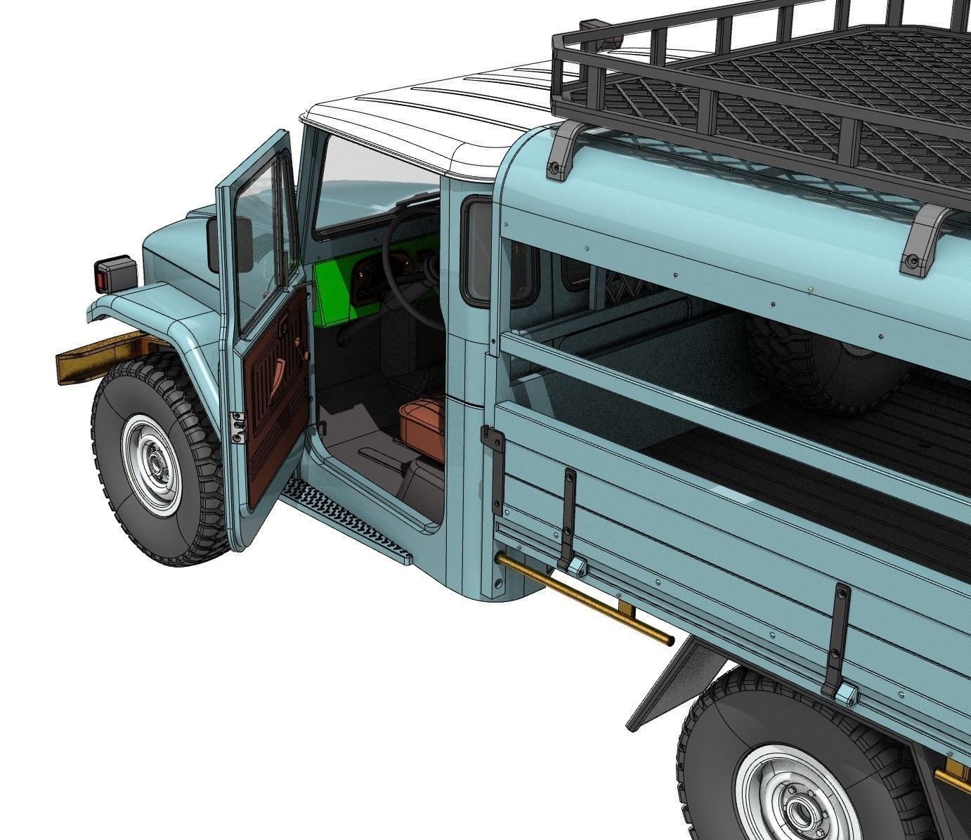 TOYOTA LAND CRUISER FJ45 PICK UP TRUCK RC BODY STL FILE  3D print model_11