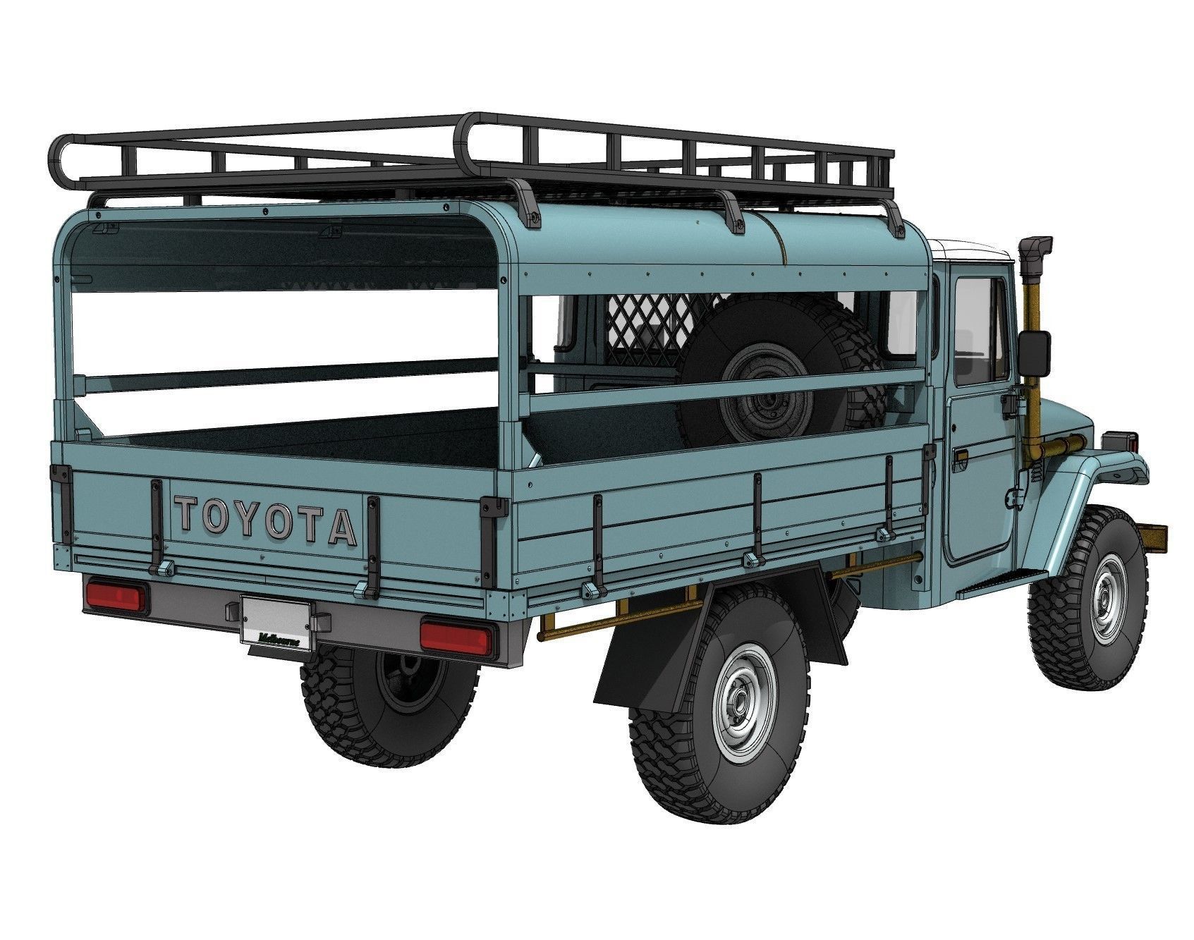 TOYOTA LAND CRUISER FJ45 PICK UP TRUCK RC BODY STL FILE  3D print model_2