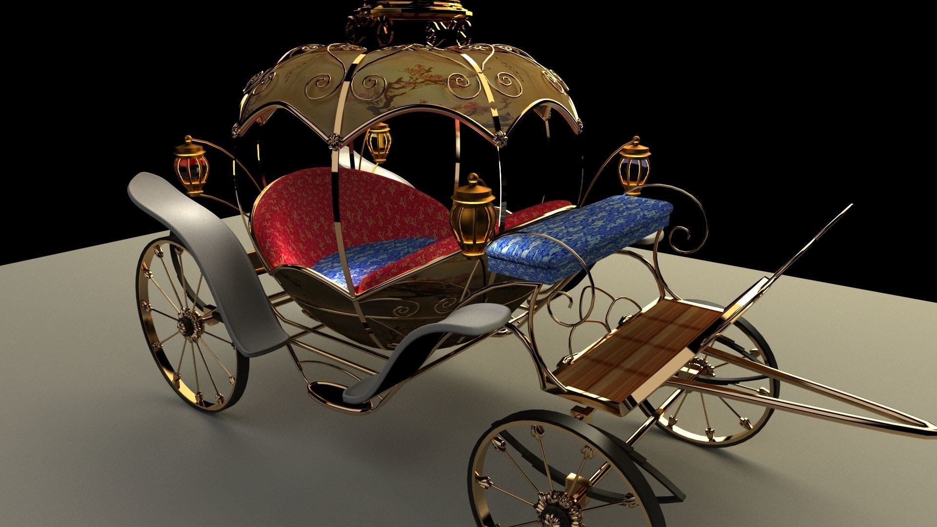 Chinese carriage   Low-poly 3D model_11