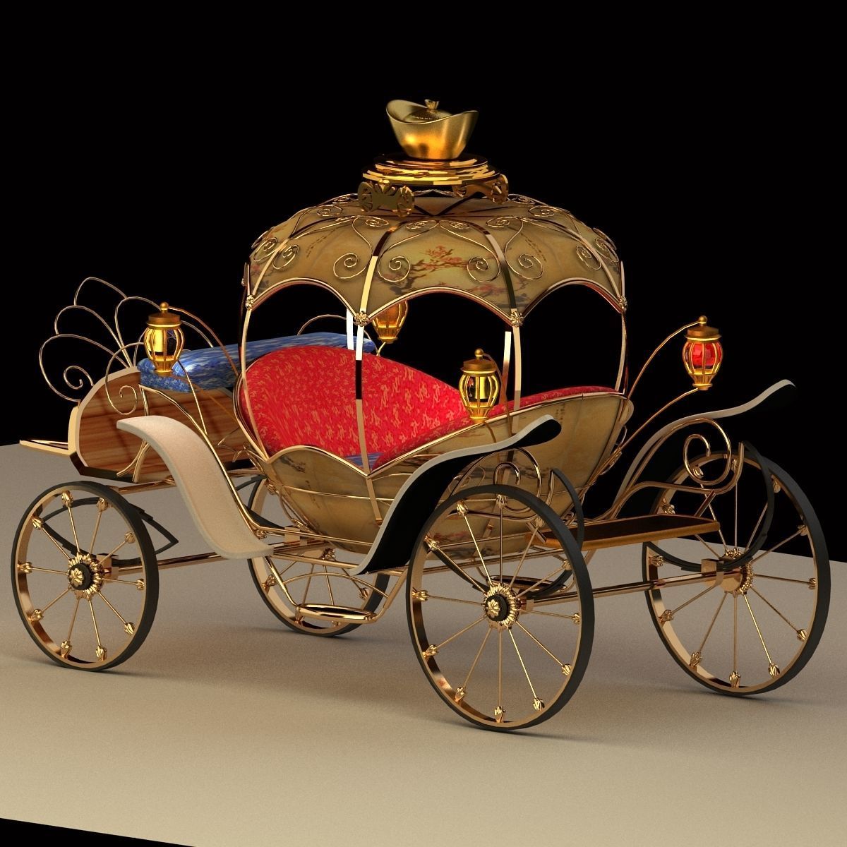 Chinese carriage   Low-poly 3D model_5