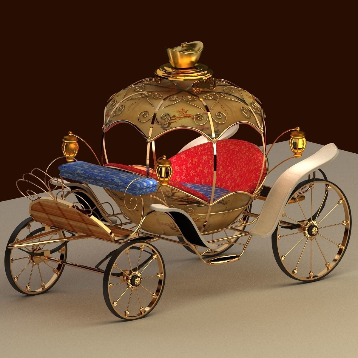 Chinese carriage   Low-poly 3D model_1