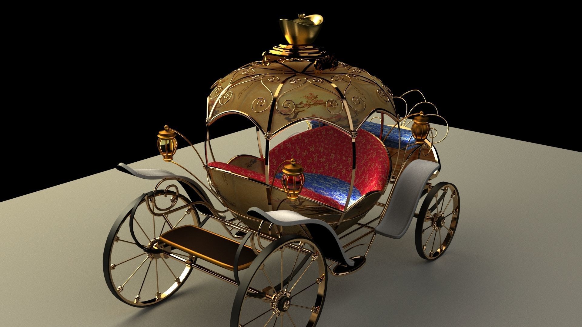 Chinese carriage   Low-poly 3D model_3