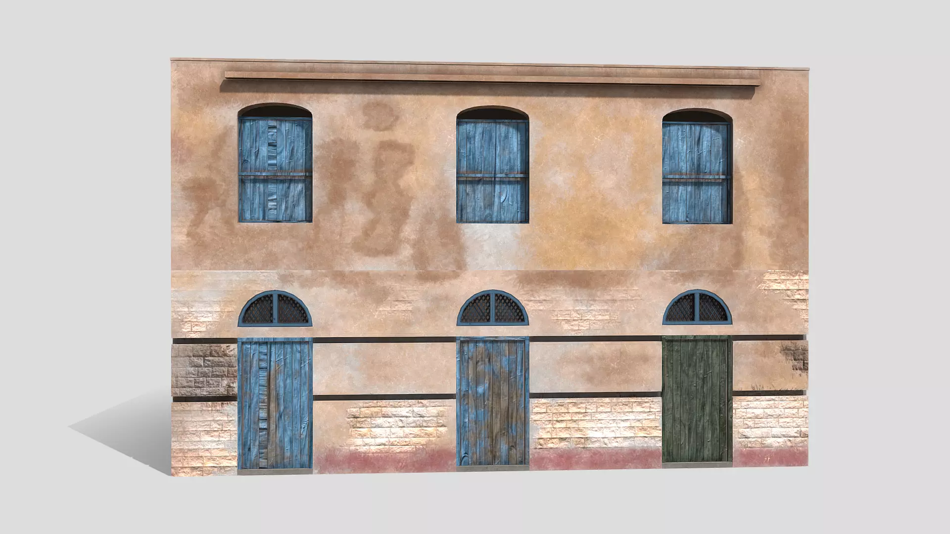 Old Small Building Low-poly 3D model_0
