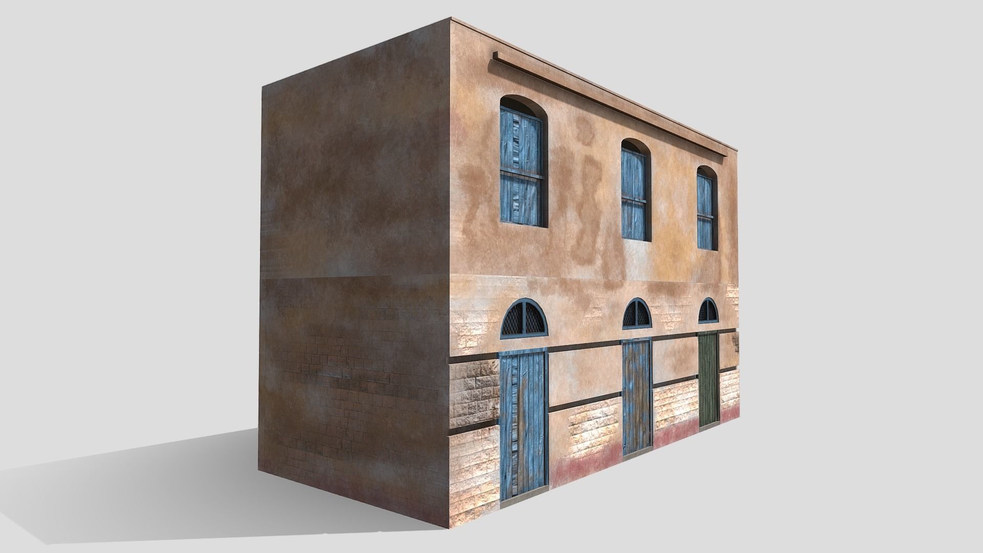 Old Small Building Low-poly 3D model_8