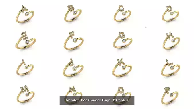 Alphabet Rope Diamond Rings
