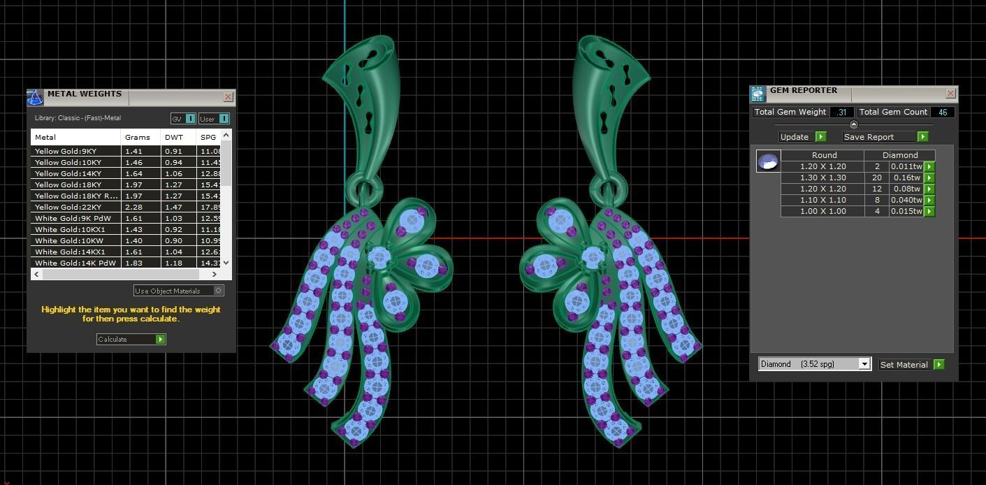 Women Earring 3dm STL OBJ FBX Renders Details 3D print model_3