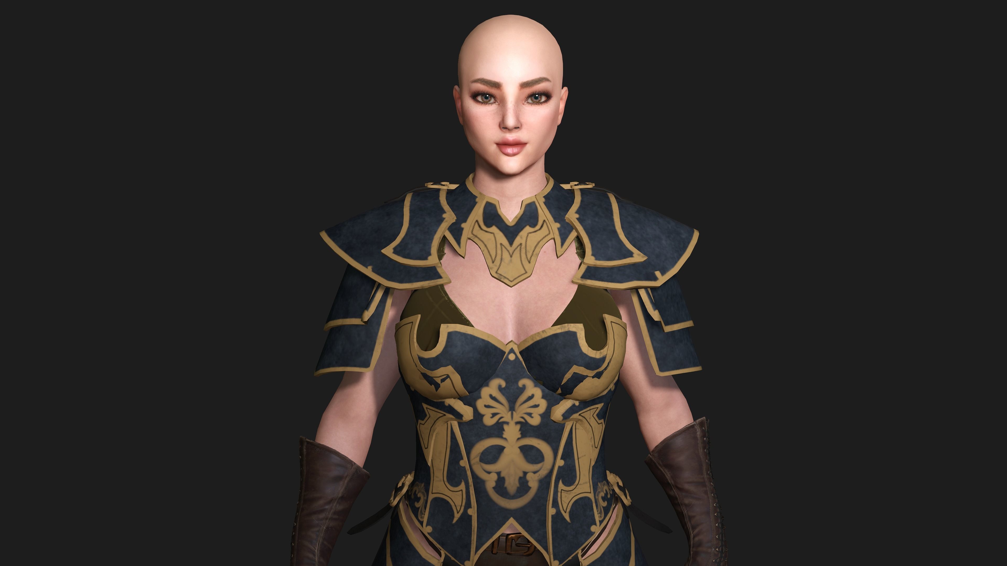 AAA 3D FANTASY FEMALE WARIOR KNIGHT-REALISTIC RIG GAME CHARACTER Low-poly 3D model_14
