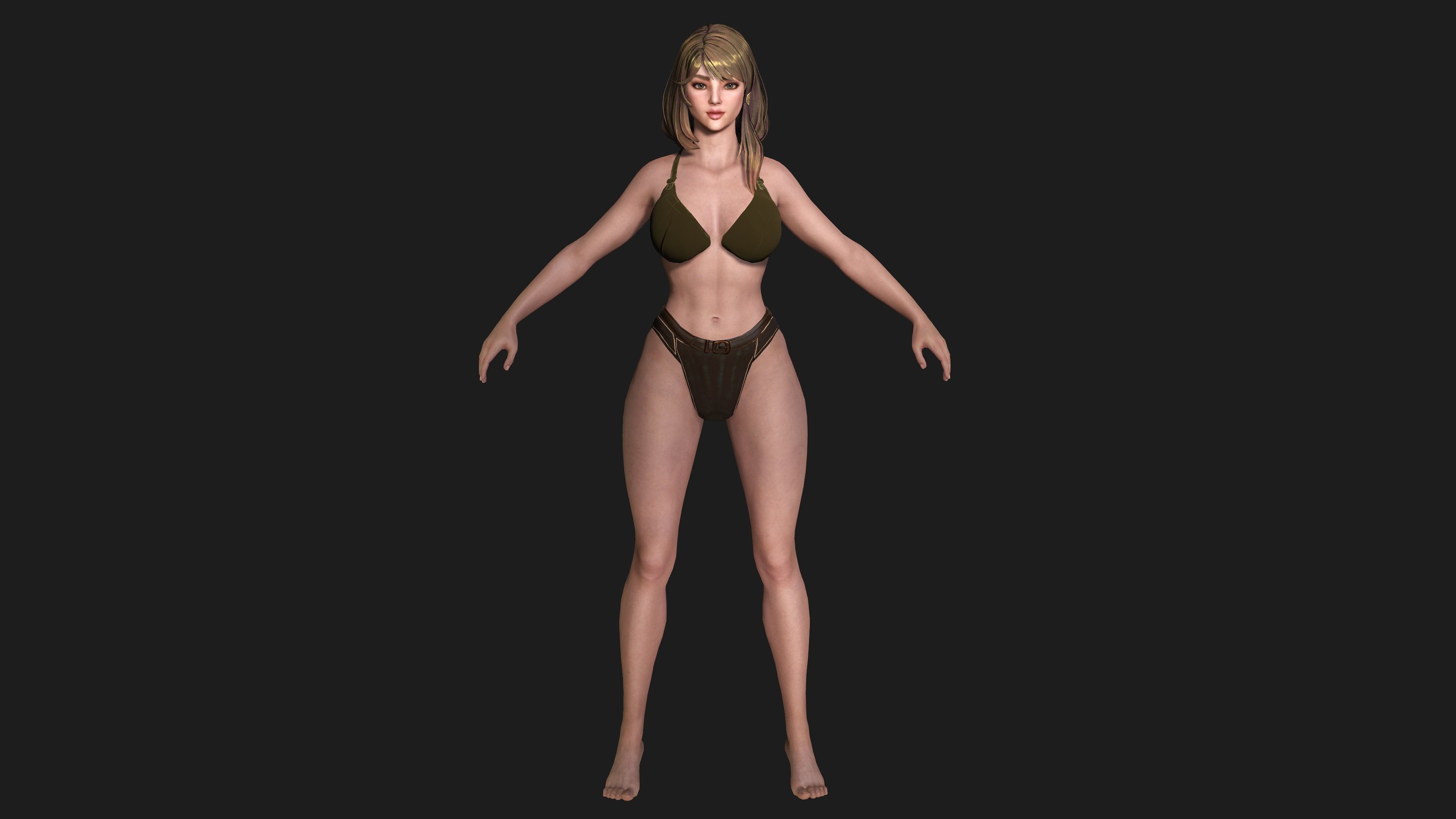 AAA 3D FANTASY FEMALE WARIOR KNIGHT-REALISTIC RIG GAME CHARACTER Low-poly 3D model_21