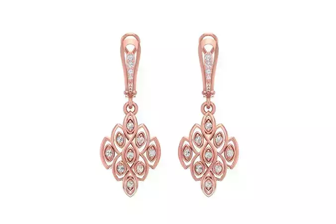 Women Drop Earring 3dm STL OBJ FBX Renders Details