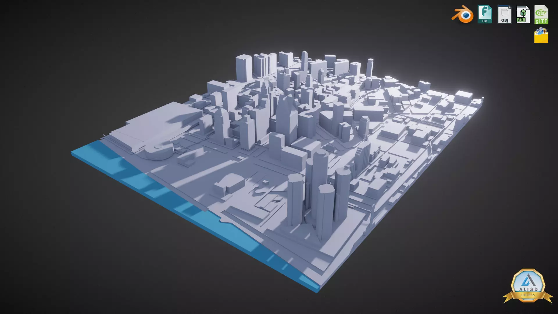Detroit cityscape skyline Downtown Low-poly 3D model