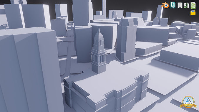 Detroit cityscape skyline Downtown  Low-poly 3D model 5