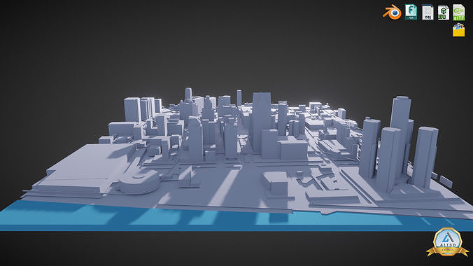 Detroit cityscape skyline Downtown  Low-poly 3D model 2