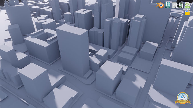 Detroit cityscape skyline Downtown  Low-poly 3D model 6