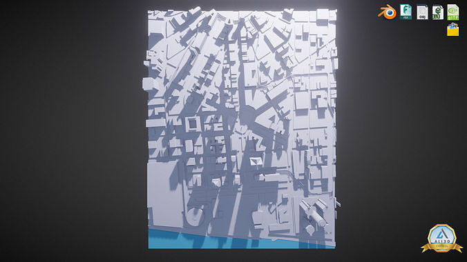 Detroit cityscape skyline Downtown  Low-poly 3D model 7