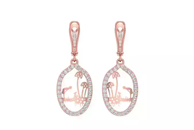 Women Drop Earring 3dm STL OBJ FBX Renders Details