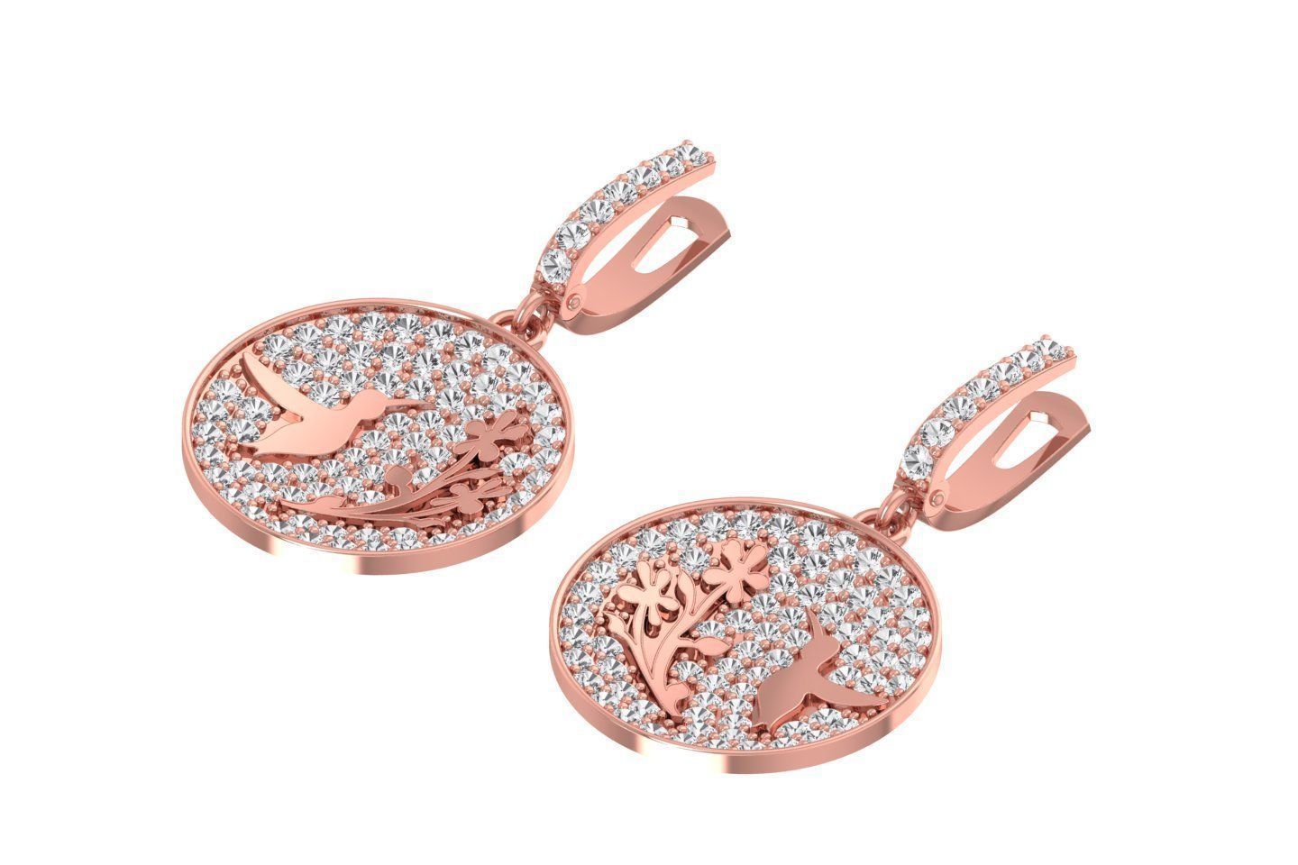 Women Drop Earring 3dm STL OBJ FBX Renders Details 3D print model_2