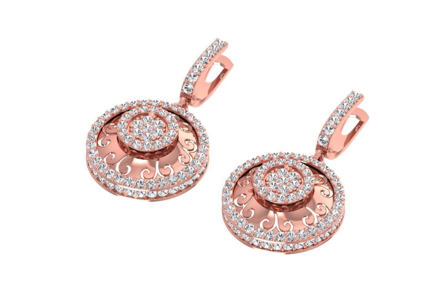 Women Drop Earring 3dm STL OBJ FBX Renders Details 3D print model_2