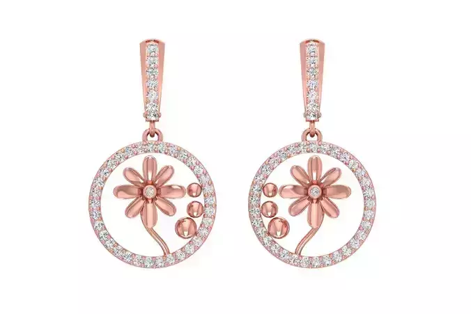 Women Drop Earring 3dm STL OBJ FBX Renders Details