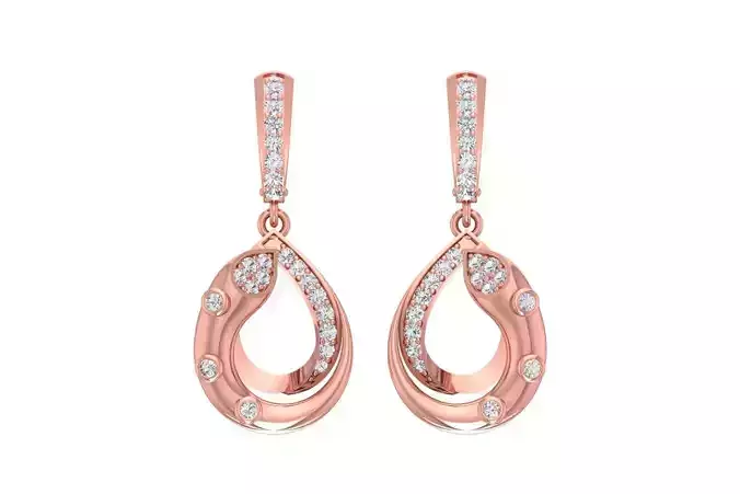 Women Drop Earring 3dm STL OBJ FBX Renders Details