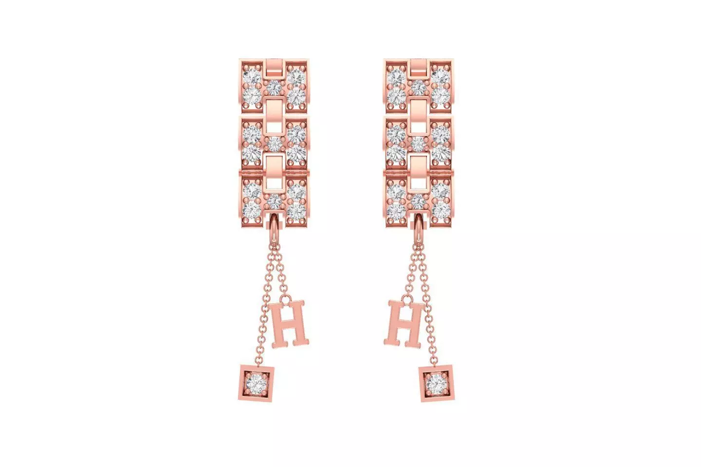 Women Drop Earring 3dm STL OBJ FBX Renders Details 3D print model_0