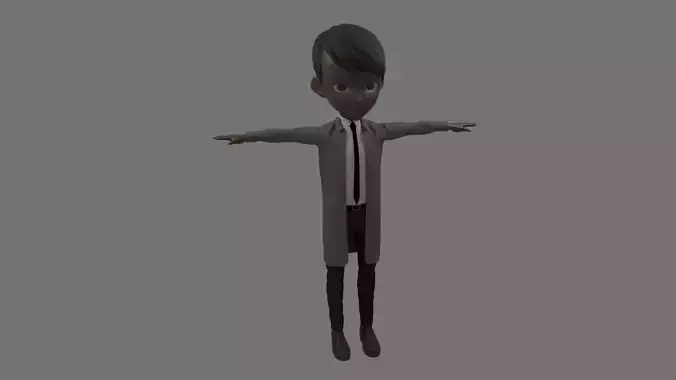 Science - Cartoon Character Afro Man Low-poly 3D model