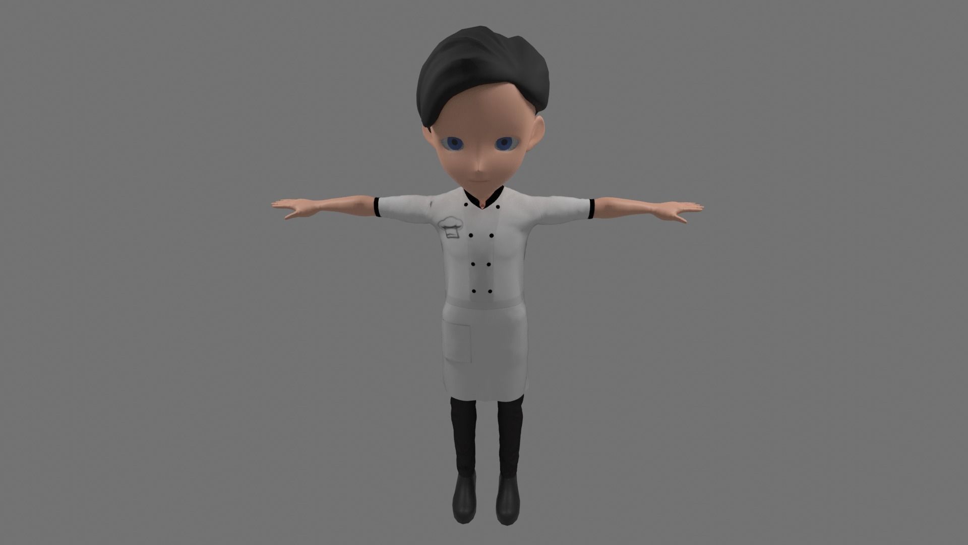 Chef - Cartoon Character Man Low-poly 3D model_5