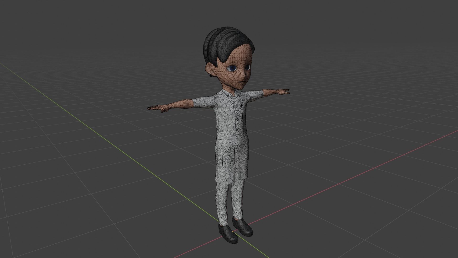 Chef - Cartoon Character Man Low-poly 3D model_6