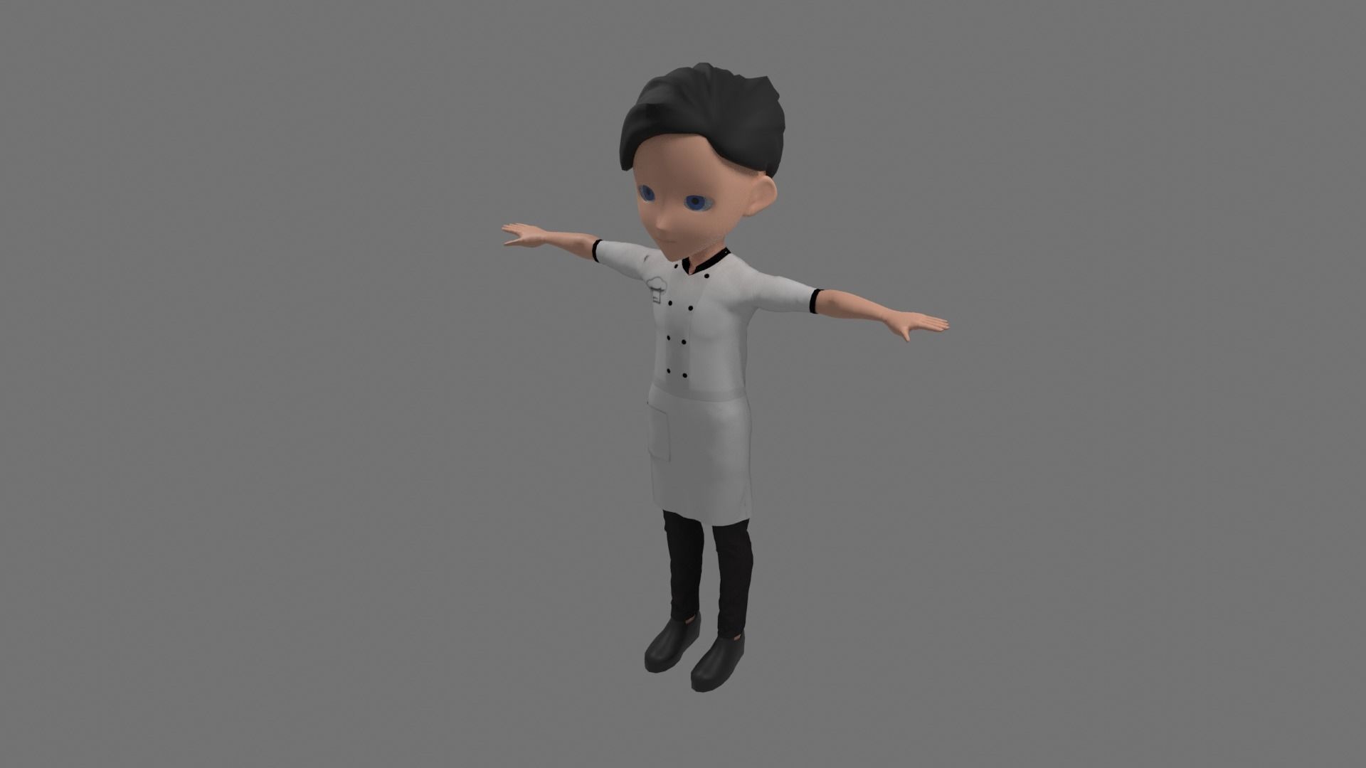Chef - Cartoon Character Man Low-poly 3D model_1