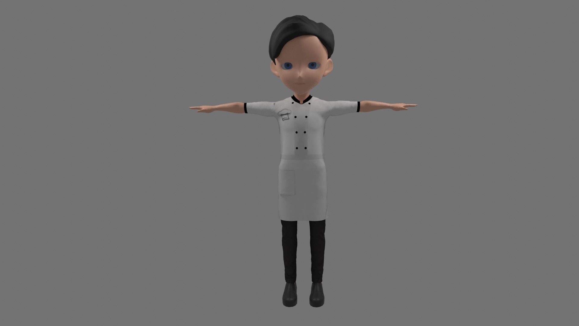 Chef - Cartoon Character Man Low-poly 3D model_2