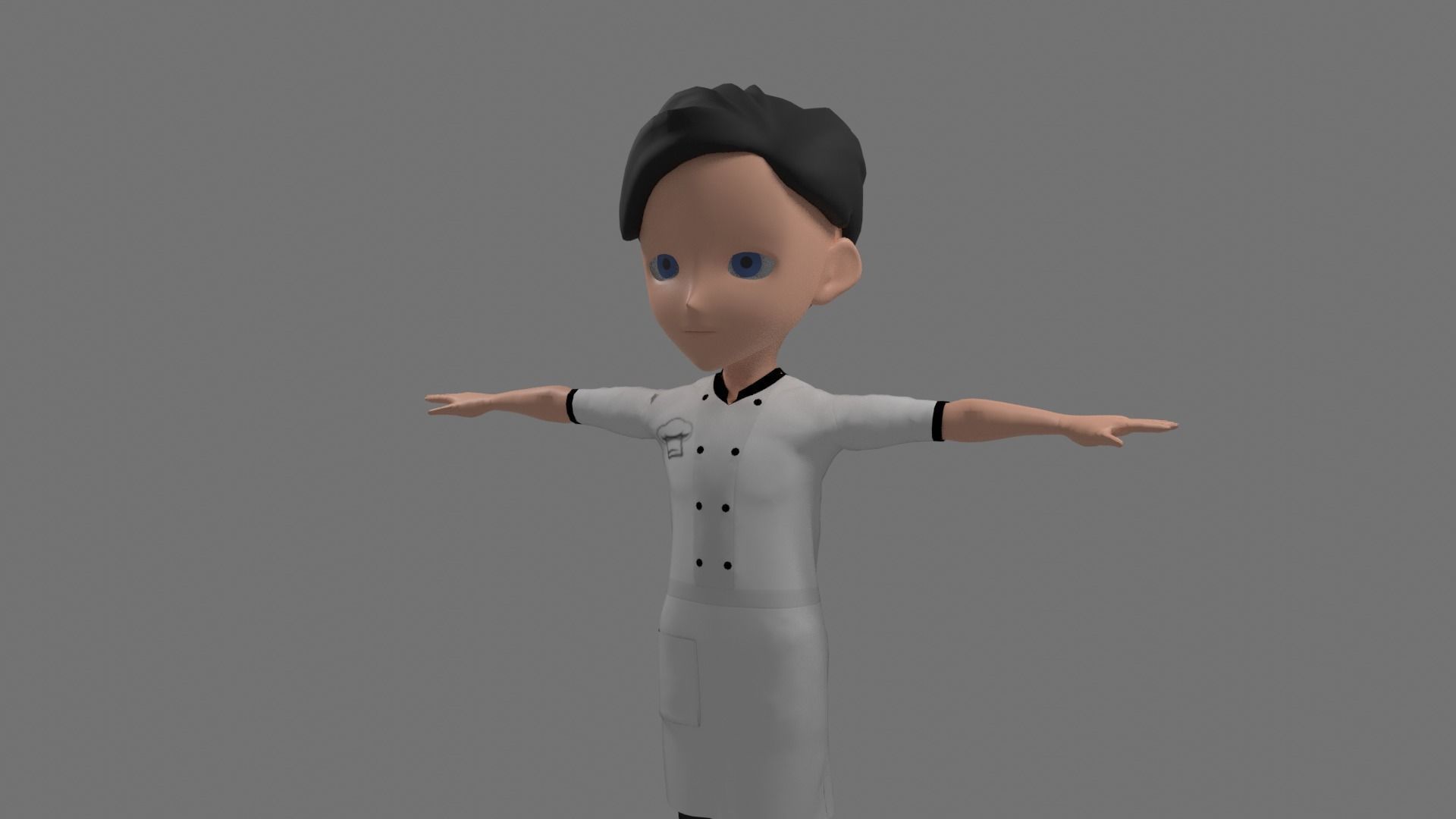 Chef - Cartoon Character Man Low-poly 3D model_4