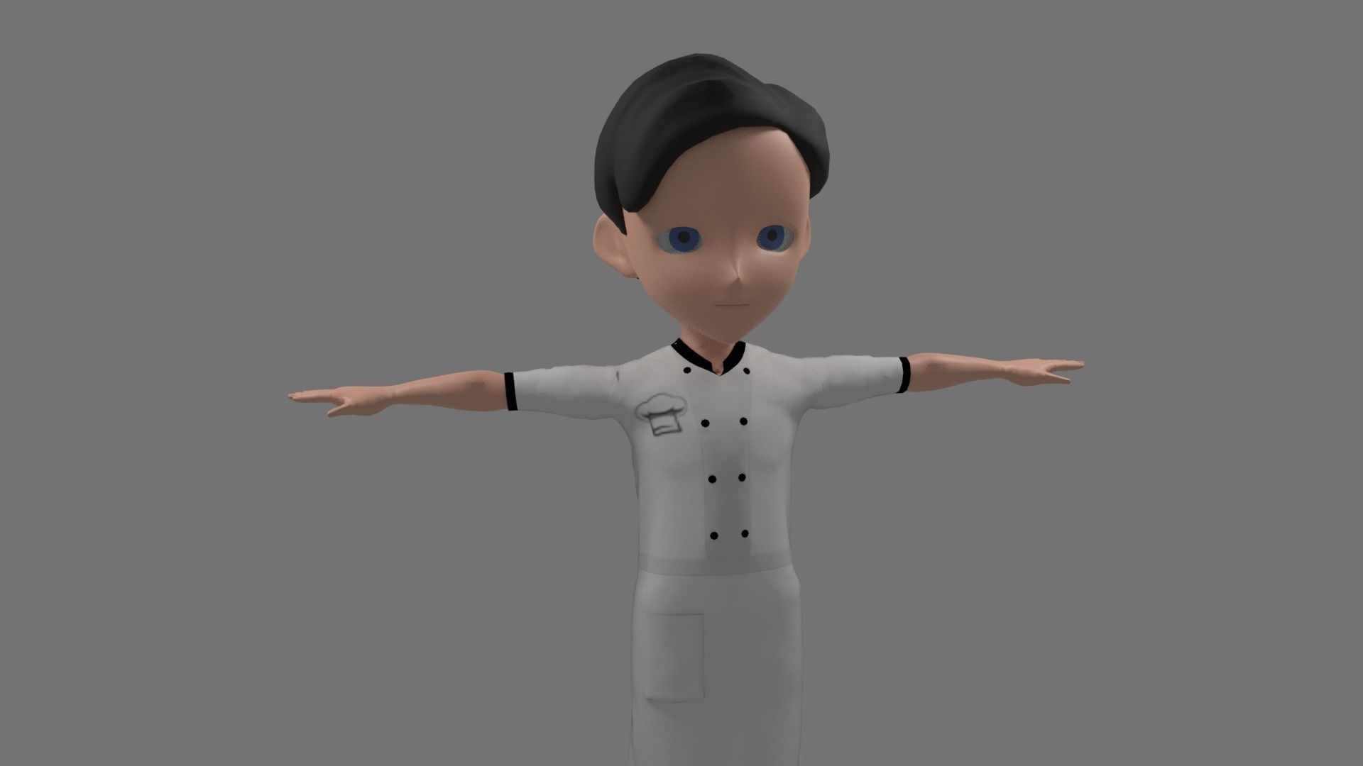 Chef - Cartoon Character Man Low-poly 3D model_3