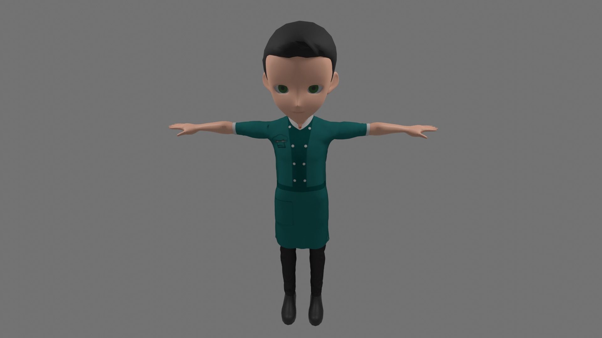 Chef - Cartoon Character Man Low-poly 3D model_5