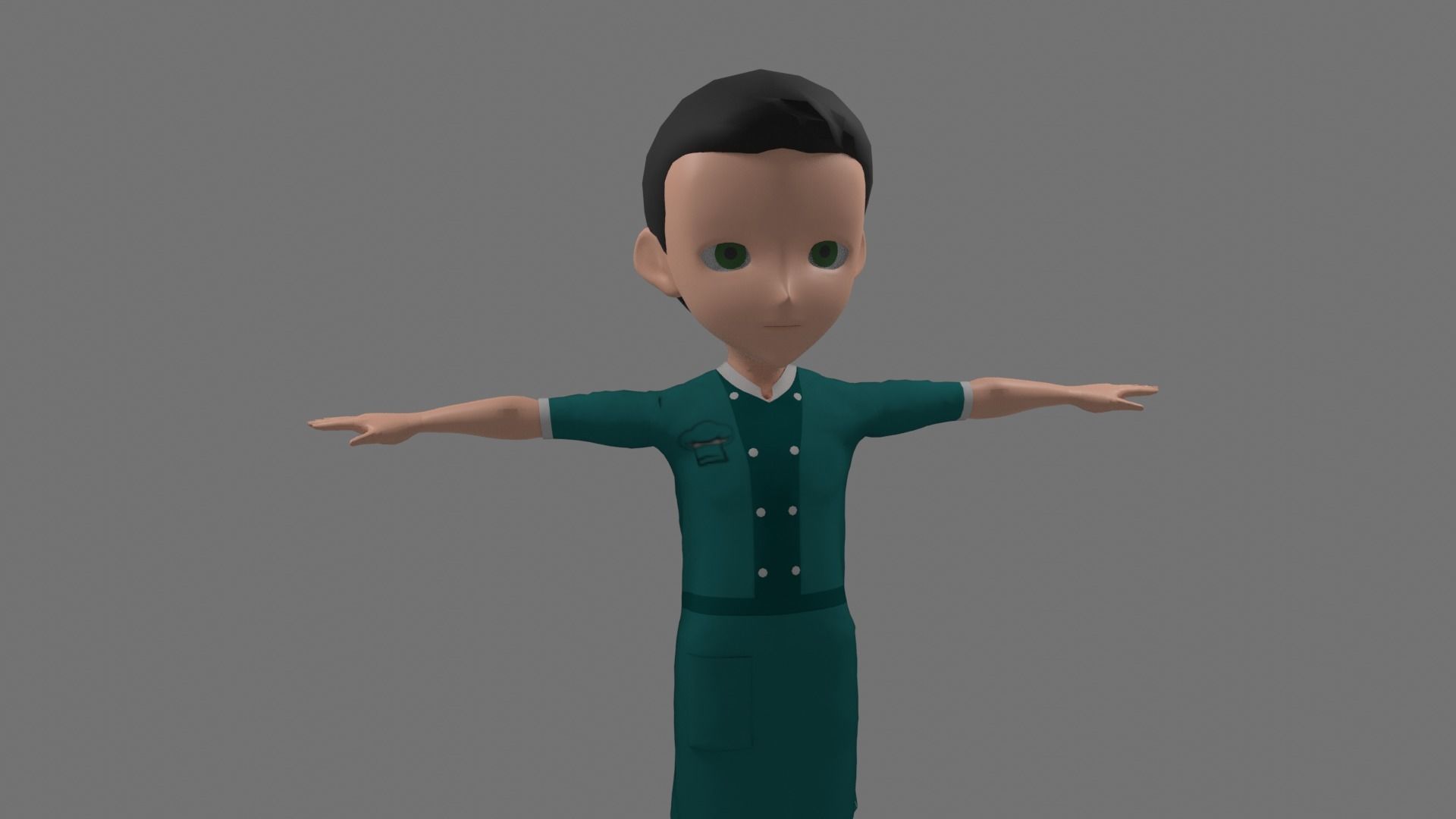 Chef - Cartoon Character Man Low-poly 3D model_3