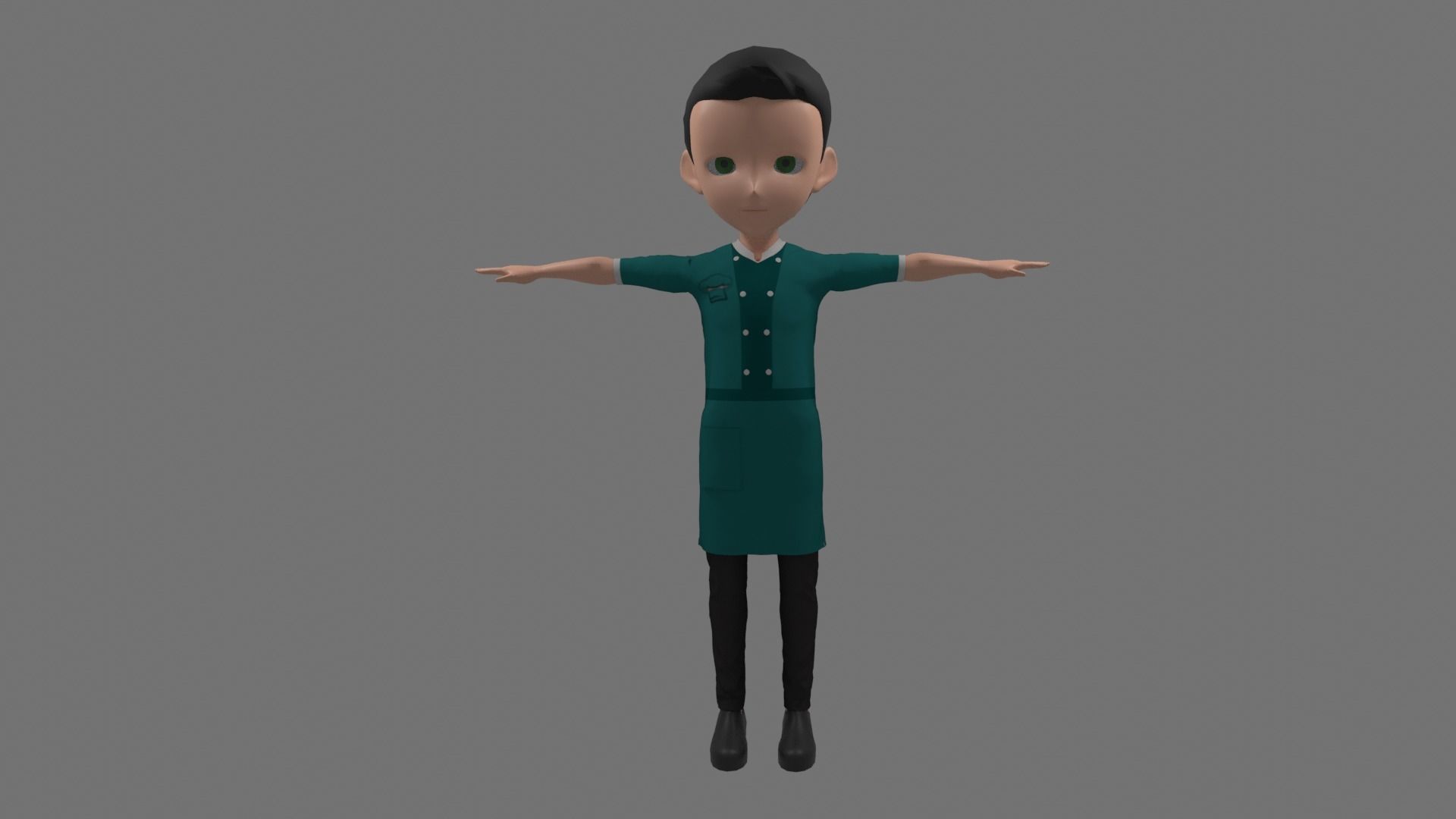 Chef - Cartoon Character Man Low-poly 3D model_2