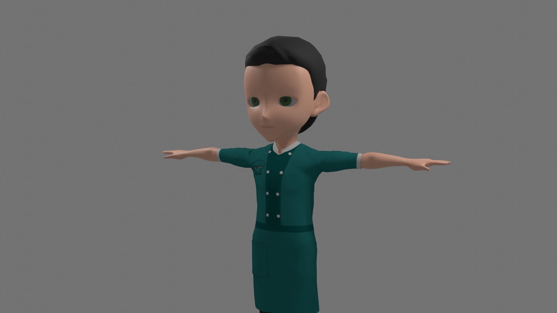 Chef - Cartoon Character Man Low-poly 3D model_4