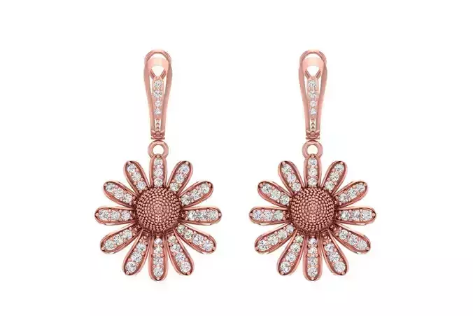 Women Drop Earring 3dm STL OBJ FBX Renders Details