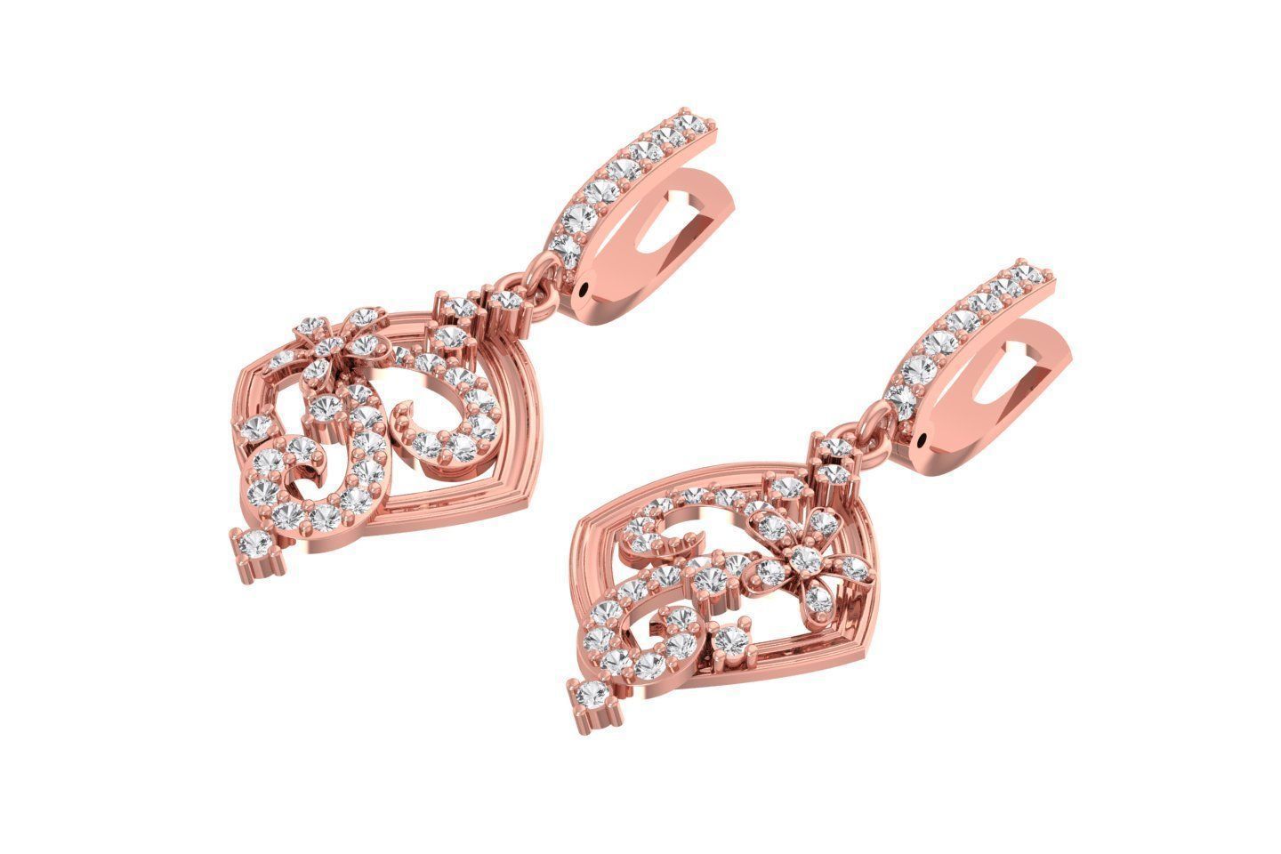 Women Drop Earring 3dm STL OBJ FBX Renders Details 3D print model_1