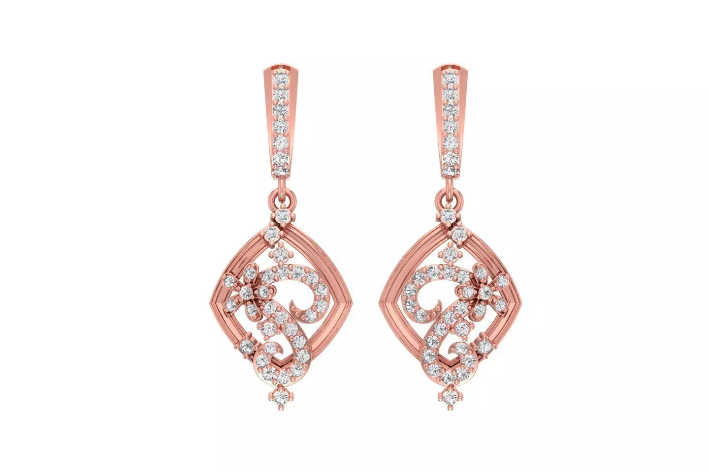 Women Drop Earring 3dm STL OBJ FBX Renders Details 3D print model_0