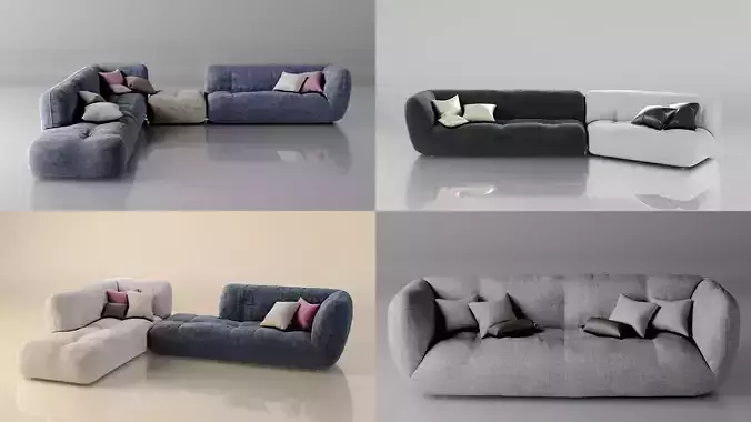 4 Realistic sofa design and render pack 3D model