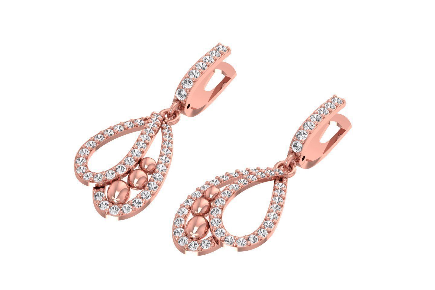 Women Drop Earring 3dm STL OBJ FBX Renders Details 3D print model_2