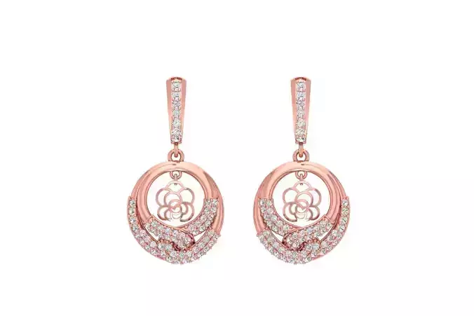 Women Drop Earring 3dm STL OBJ FBX Renders Details