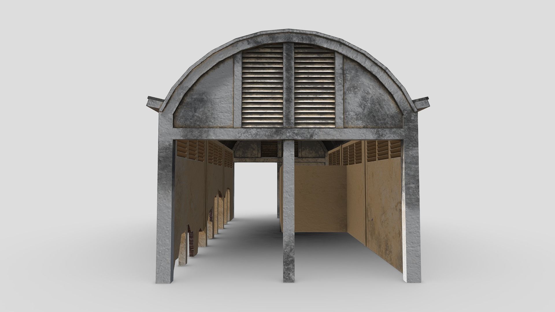 Old Warehouse Low-poly 3D model_4