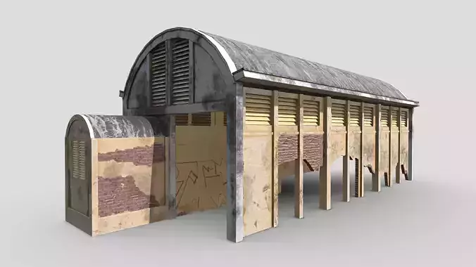 Old Warehouse Low-poly 3D model